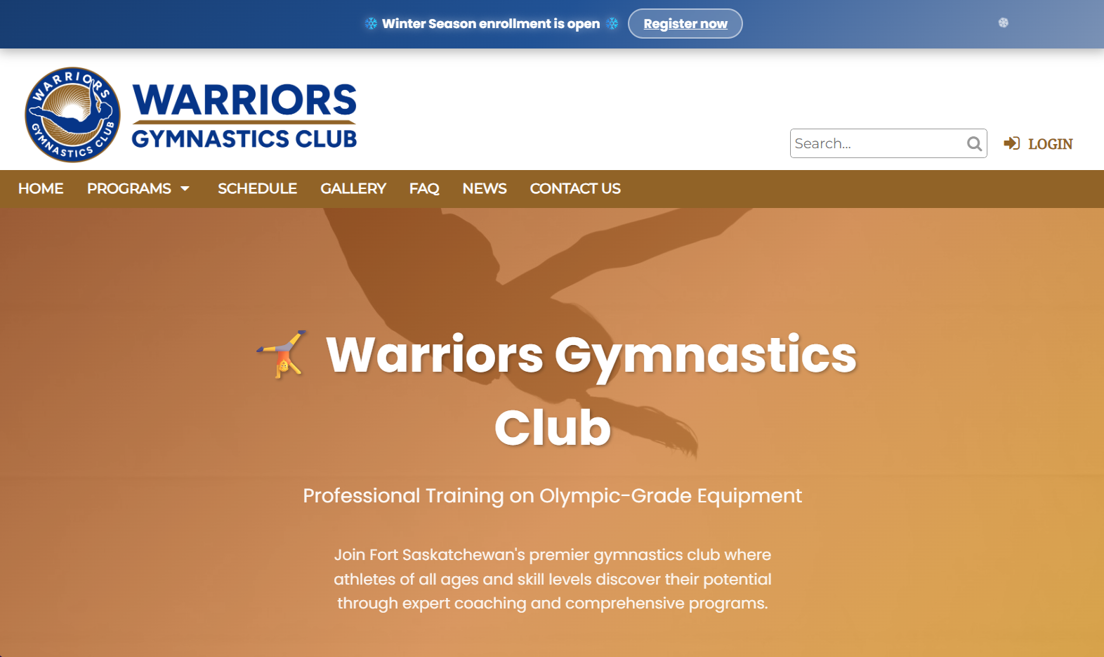 Warriors Gymnastics Club - Membership System, Community web design project in Fort Saskatchewan, AB